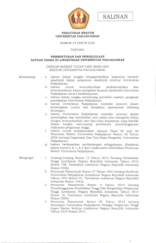 PERATURAN REKTOR - SATUAN USAHA
