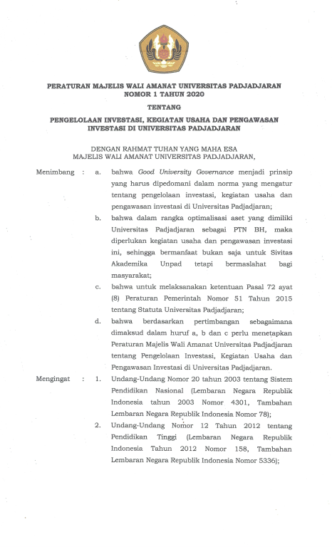 PERATURAN MWA - INVESTASI DAN KEGIATAN USAHA